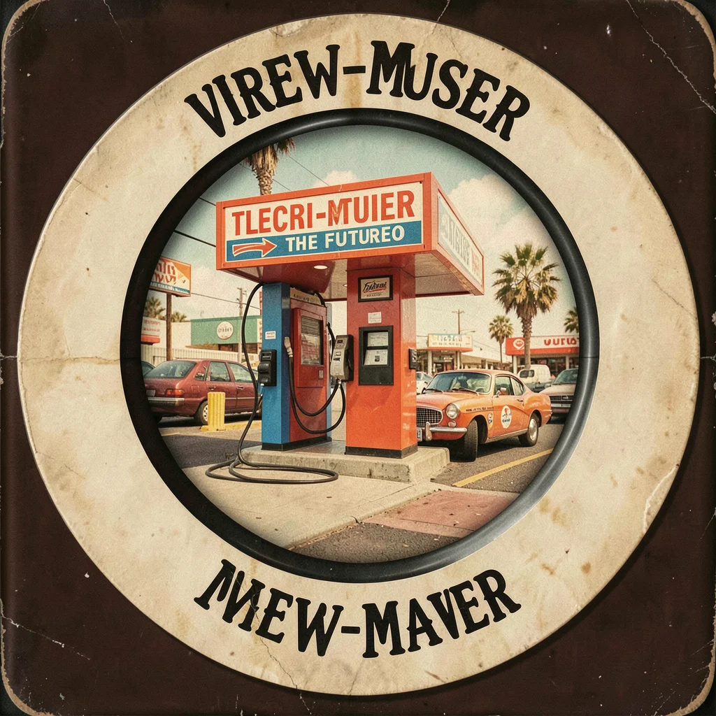 Electric vehicle charging station as View-Master reel depicting the future