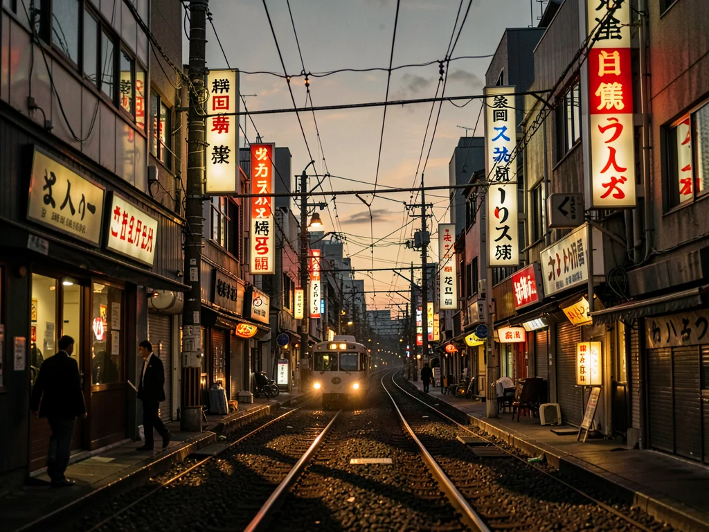 Shinsekai district at dusk