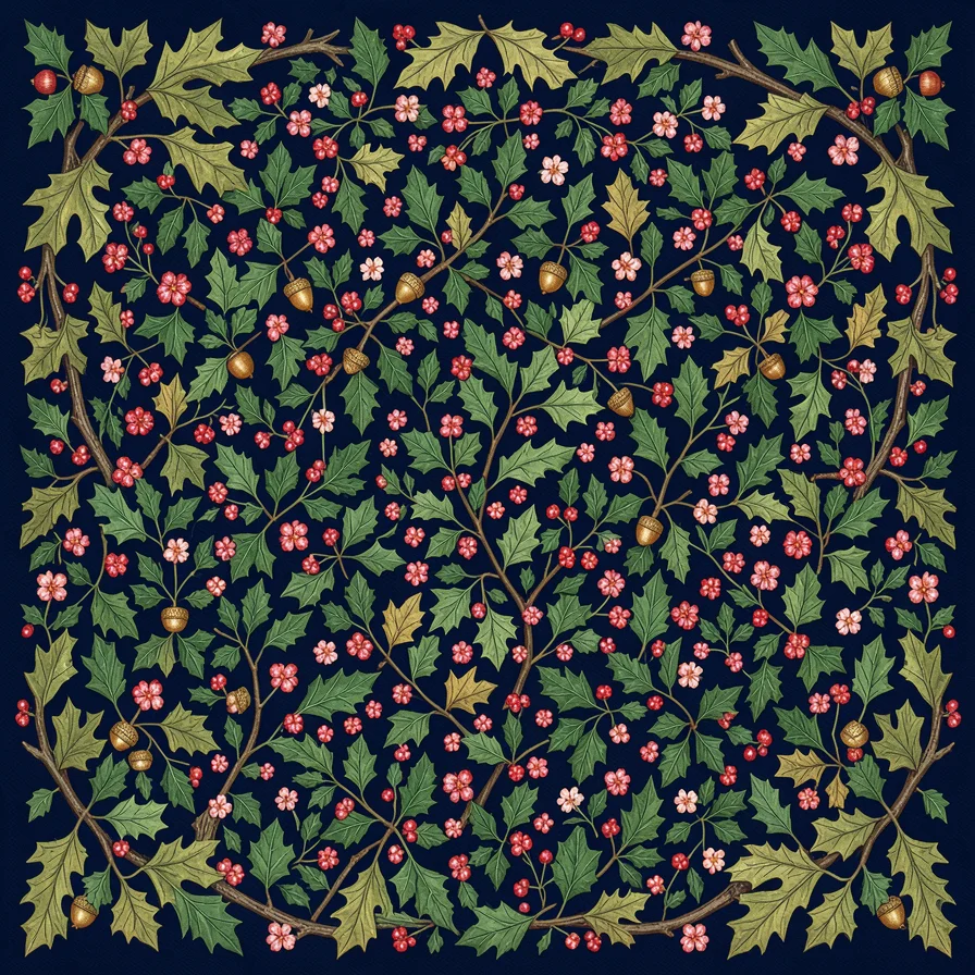 Dense Oak and Holly Verdure Tapestry
