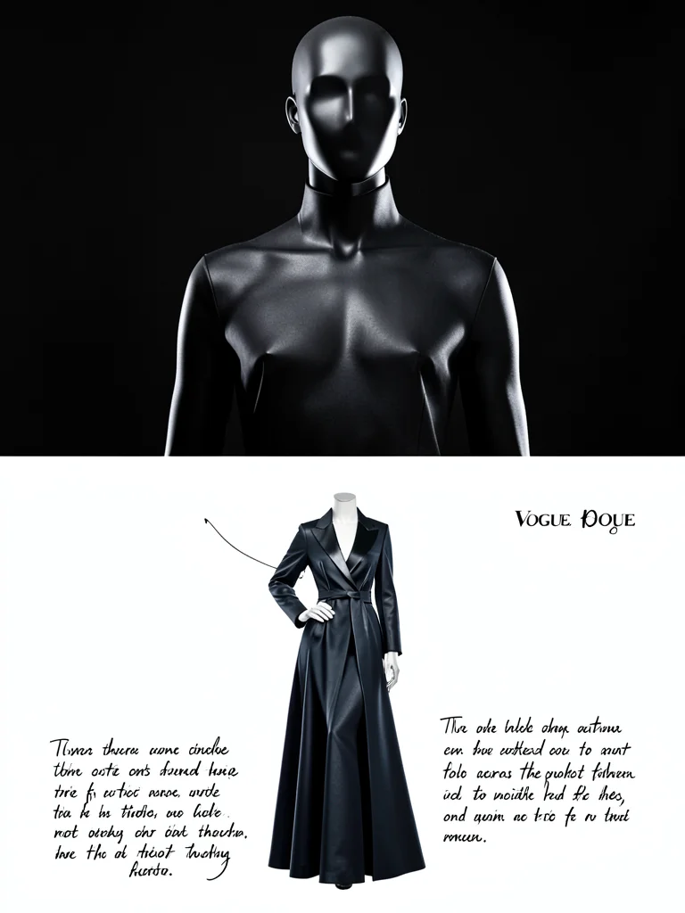 Dress on mannequin, top half photographed, bottom half fashion illustration with