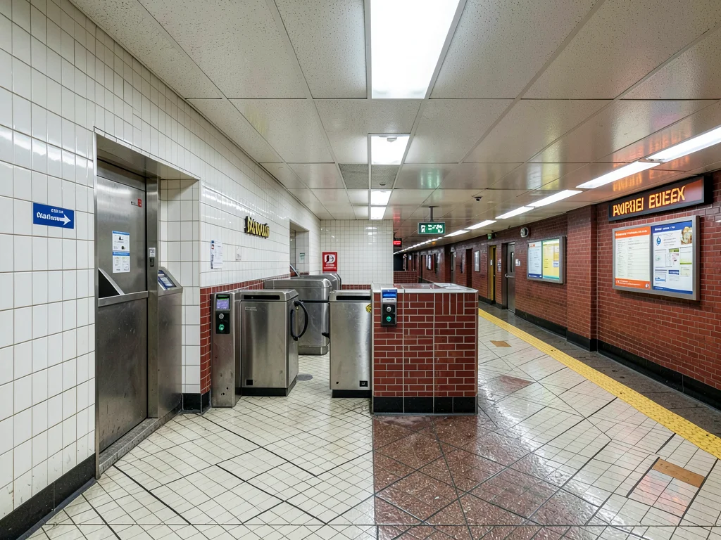 Subway Mezzanine Fare Booth Tile Surround