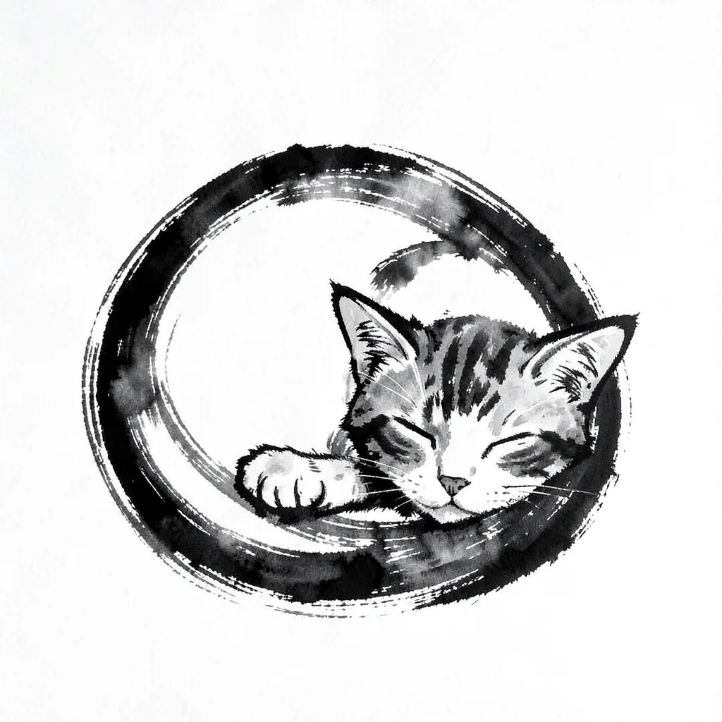 Sleeping cat single stroke