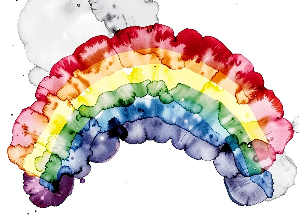 Color ink dispersion in rainbow sequence