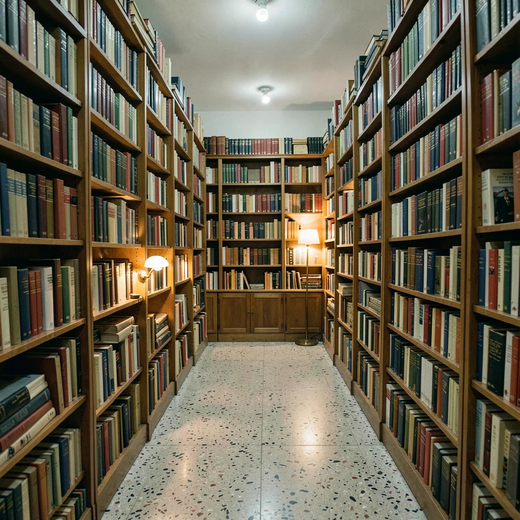 Quietly elegant photograph with Uruguayan sensibility, Interior of a used bookst