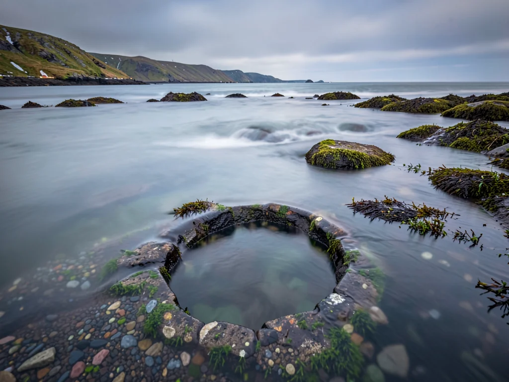 Tide pool edges softened by ten minute exposure