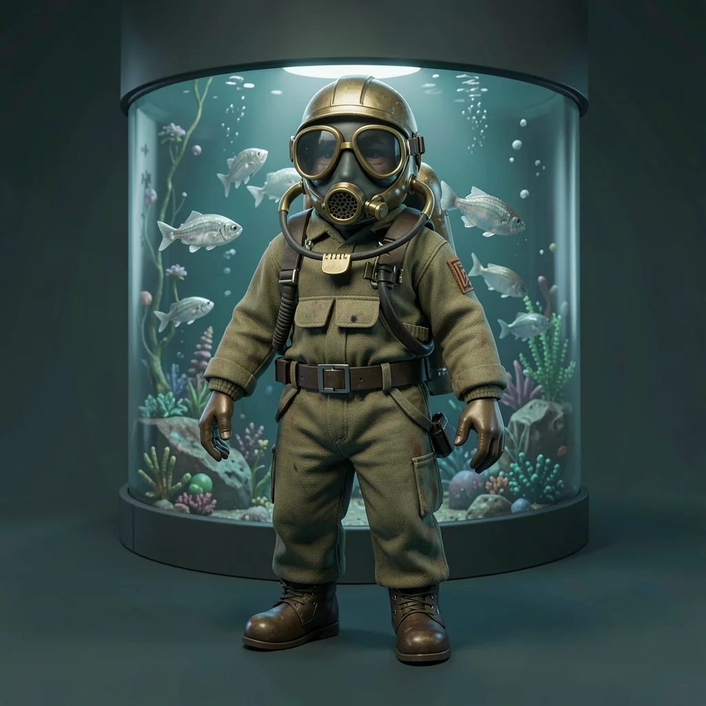 soft-lit aquarium tank glow with a school of silvery fish, painterly aquatic