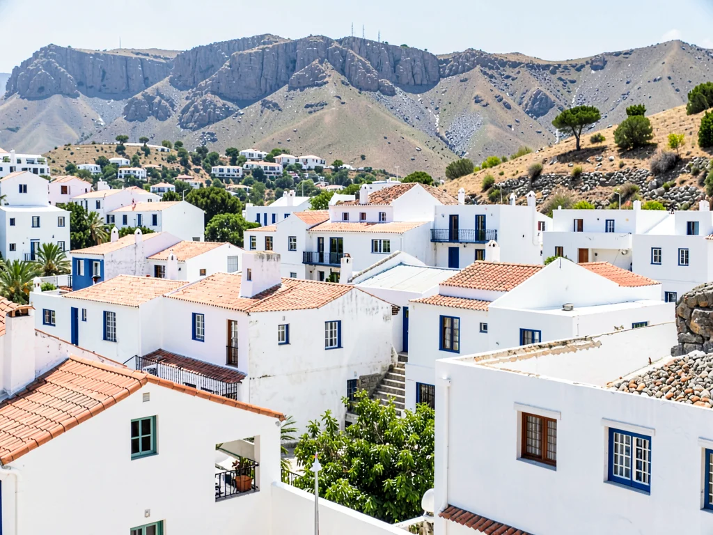 White village squinting bright