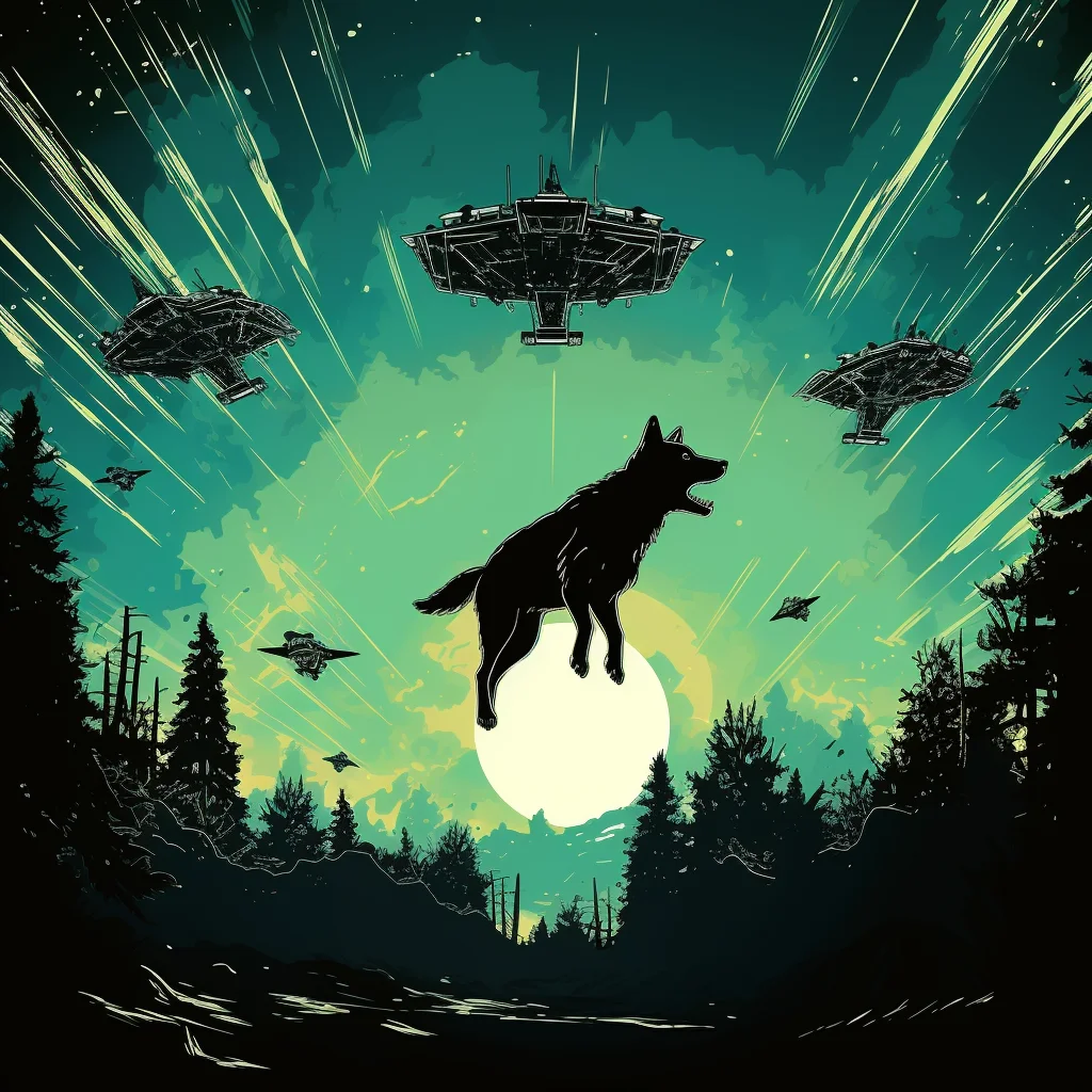 Flying drones silhouettes 90s-inspired blockbuster re