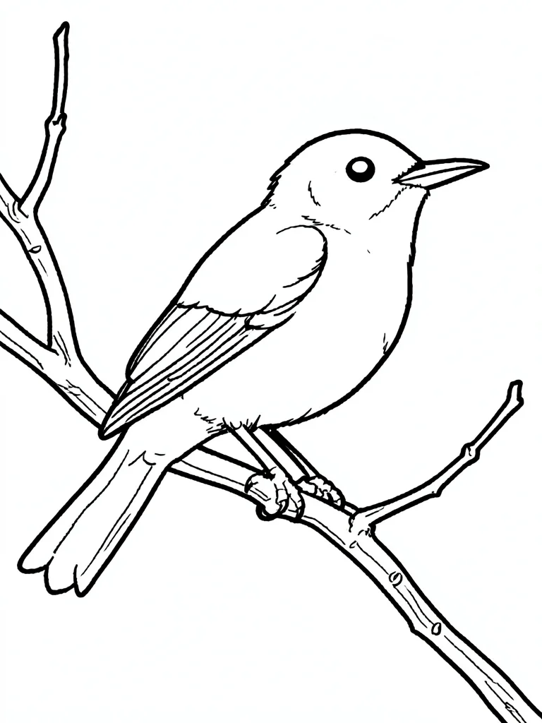 Bird on branch outline