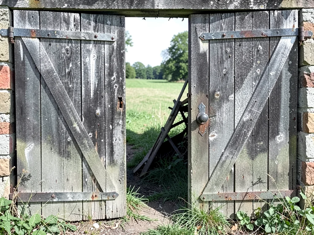 Dusty barn door opening
