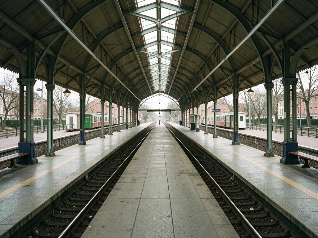 Train station platform centered