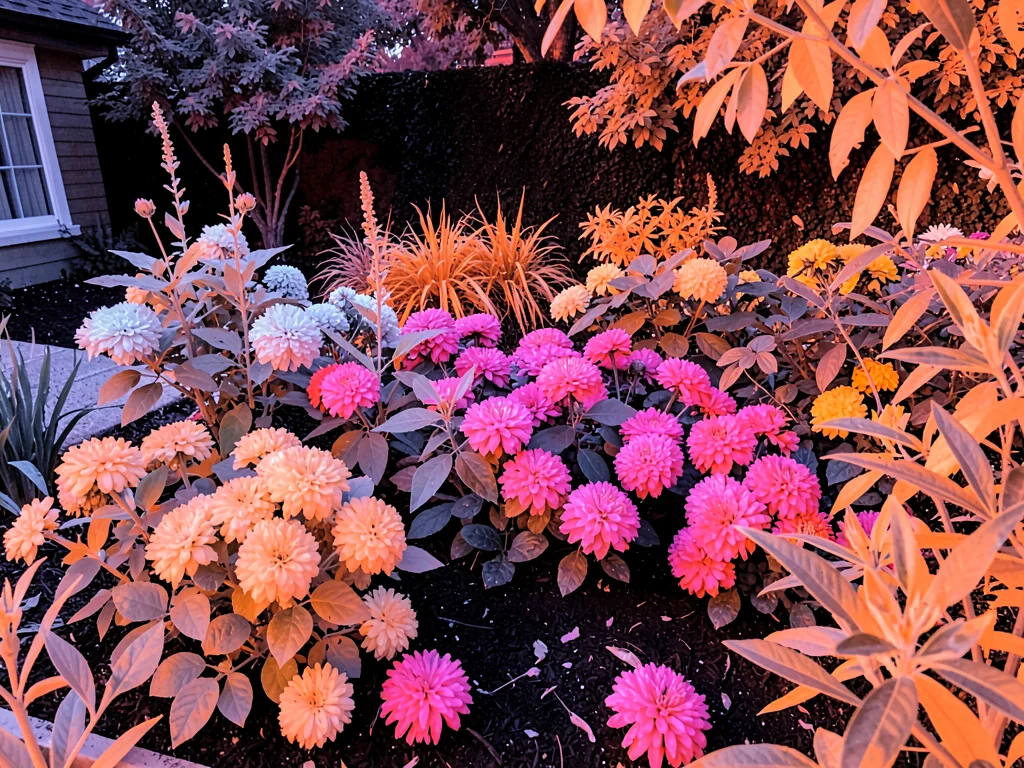 Garden with infrared flower rendering