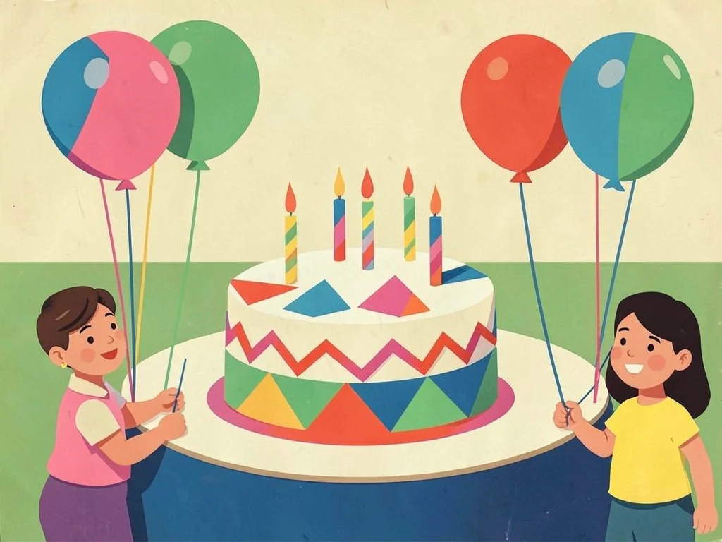 Retro birthday party scene