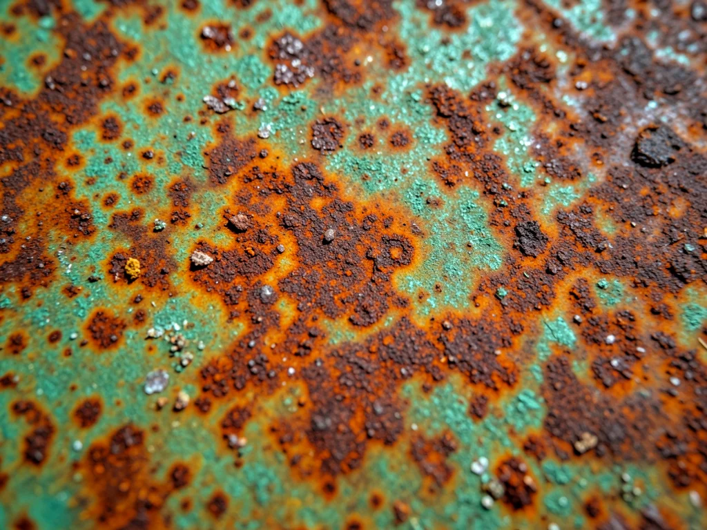 Steel panel with controlled rust, even orange-brown corrosion creating warm mono