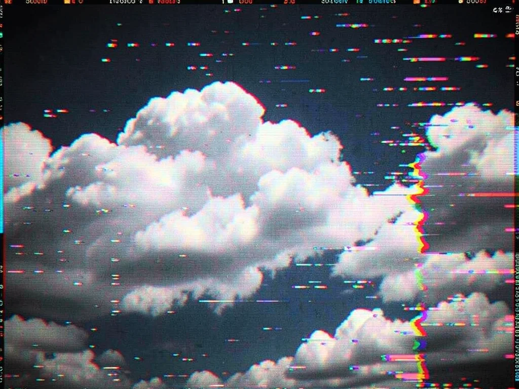 Cloud photograph with only the brightness data corrupted, colors remain accurate