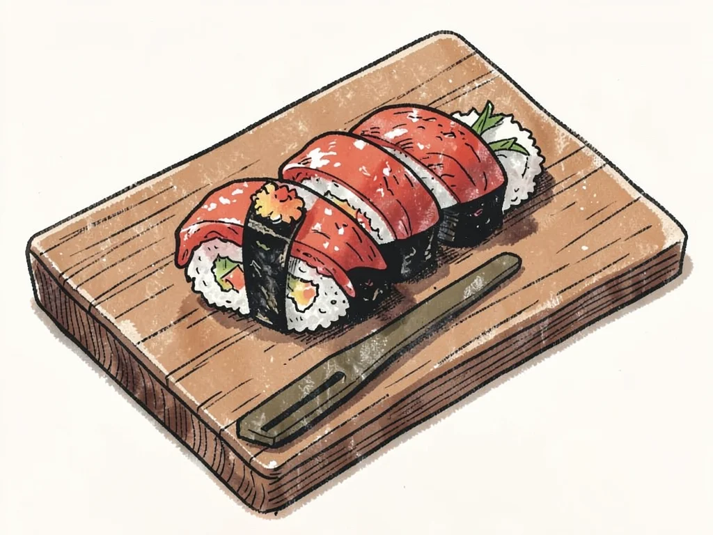 Sushi on wooden board