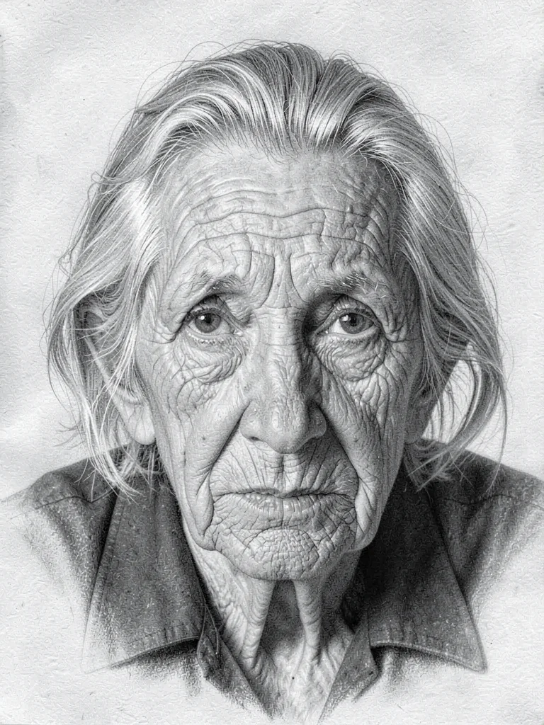 Elderly woman portrait with wrinkles