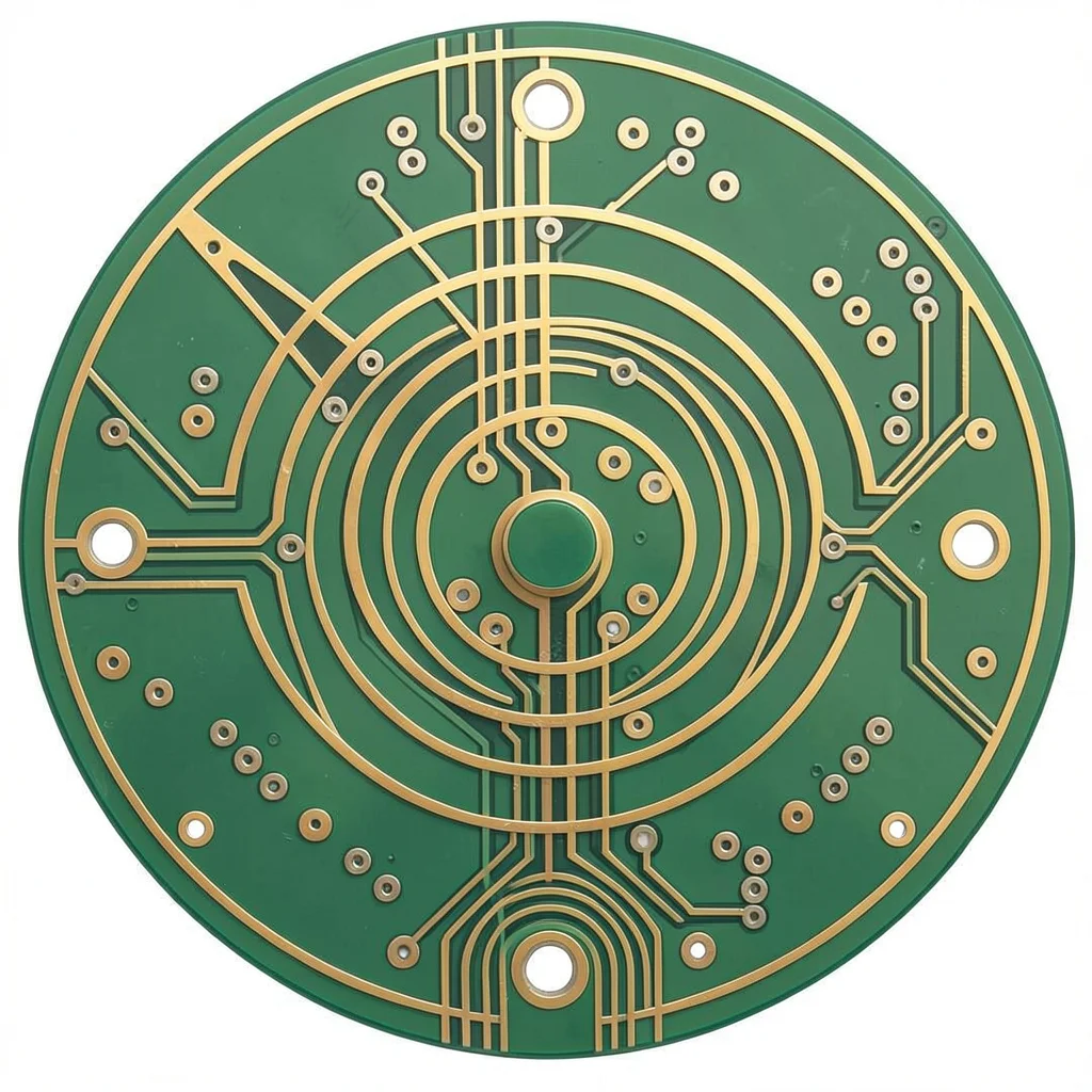 A PCB design for a wearable device in circular form factor with traces spiraling