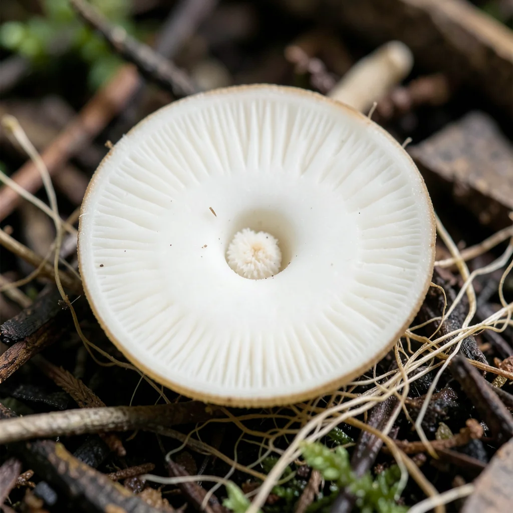 Puffball mushroom cross-section revealing the smooth white interior ...