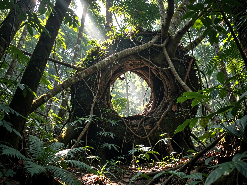 Root ball of fallen giant illuminated by new gap