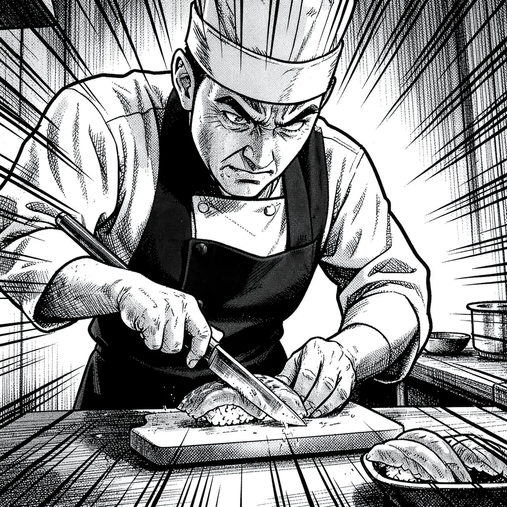 Intense sushi preparation