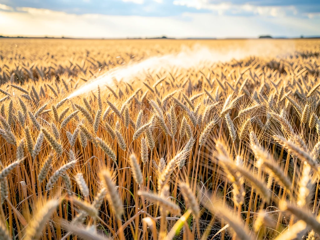 Wind wave passing through mature wheat field