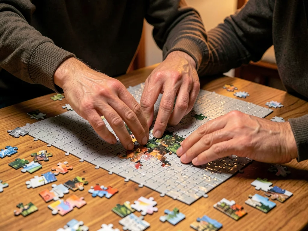 The search for one specific piece, hands moving many aside, the hunt phase