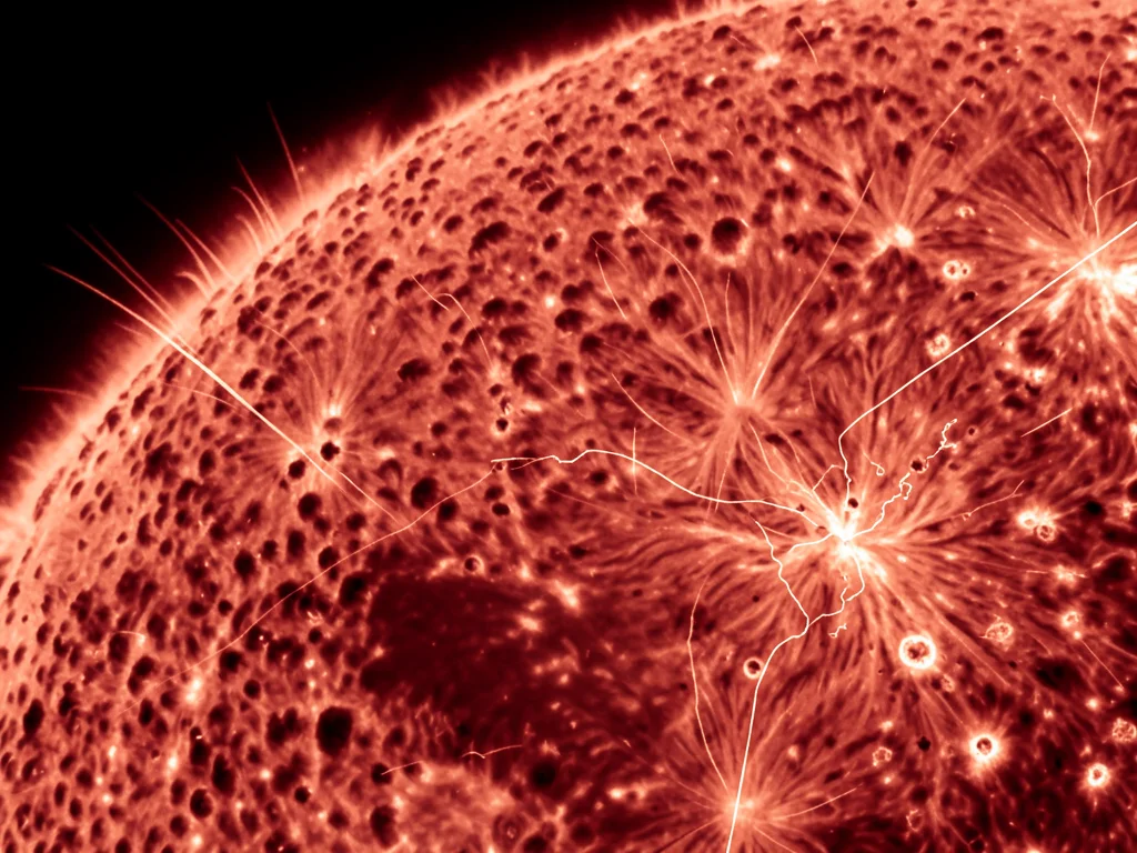 Solar granulation cells, convection bubbles on the photosphere each the size of 