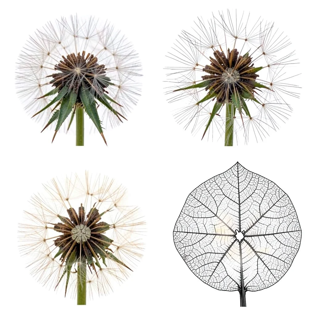Dandelion Seed Head Before and After Dispersal