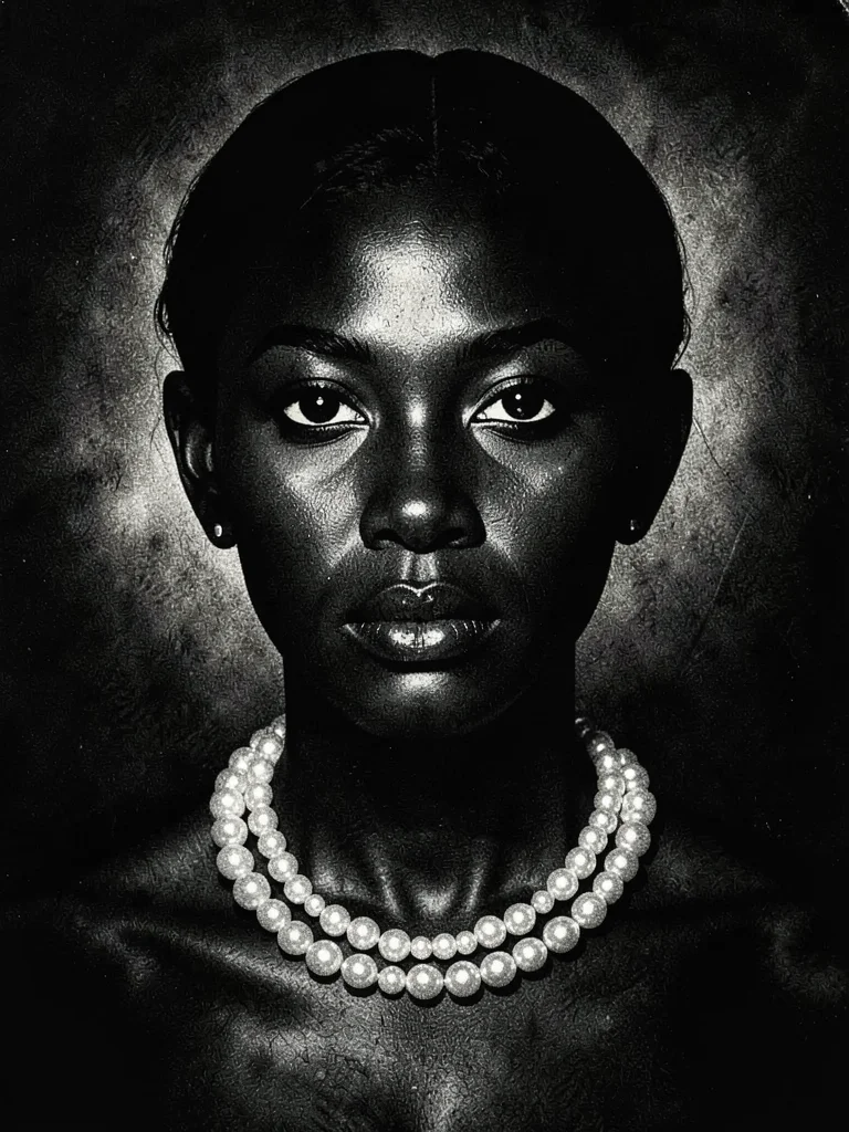 Woman with pearl necklace