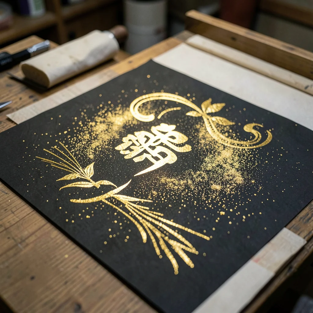 Kanazawa gold leaf craft, extreme delicacy, gold dust scattered across black pap
