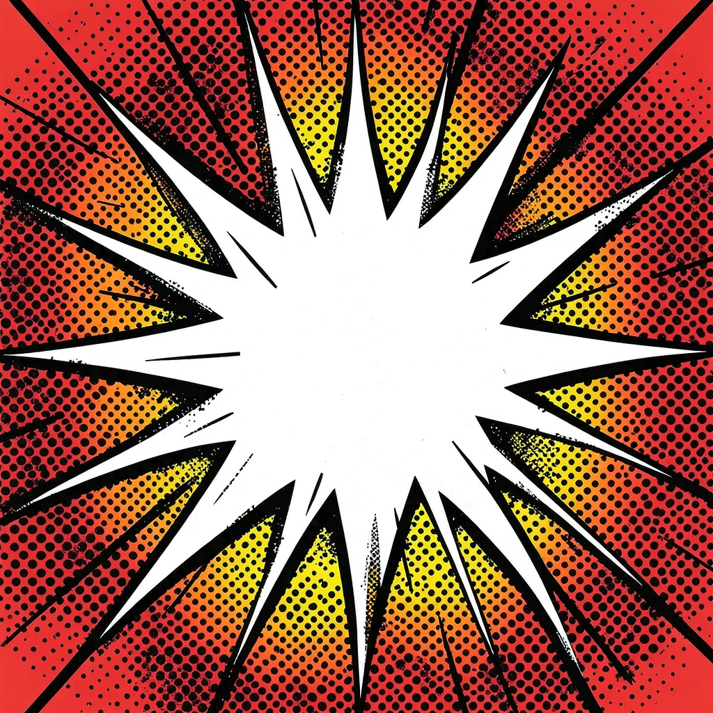 Halftone dot illustration, explosion in pop art style , Ben-Day dots, pop art ae
