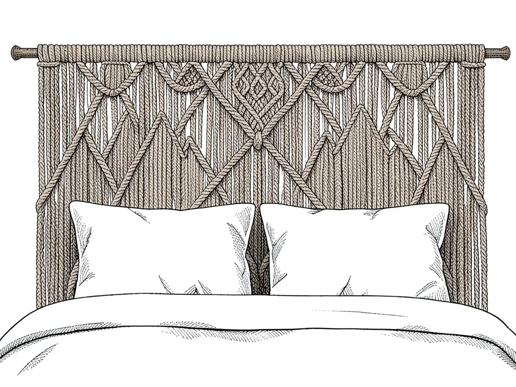 Macrame mountain headboard