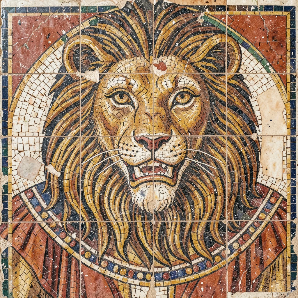 Roman lion mosaic