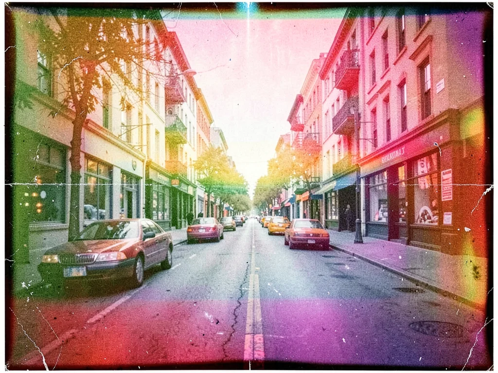 Street scene with unpredictable color zones