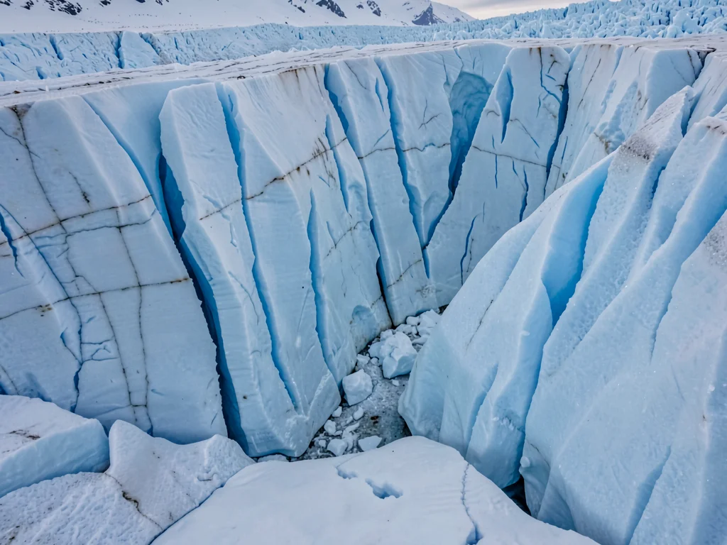 Flow folding visible in ice structure