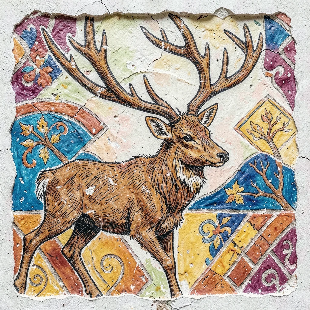 Sgraffito stag profile