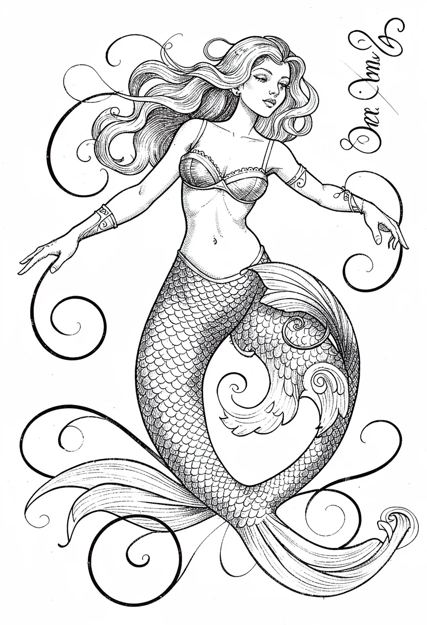 Flowing mermaid flourished