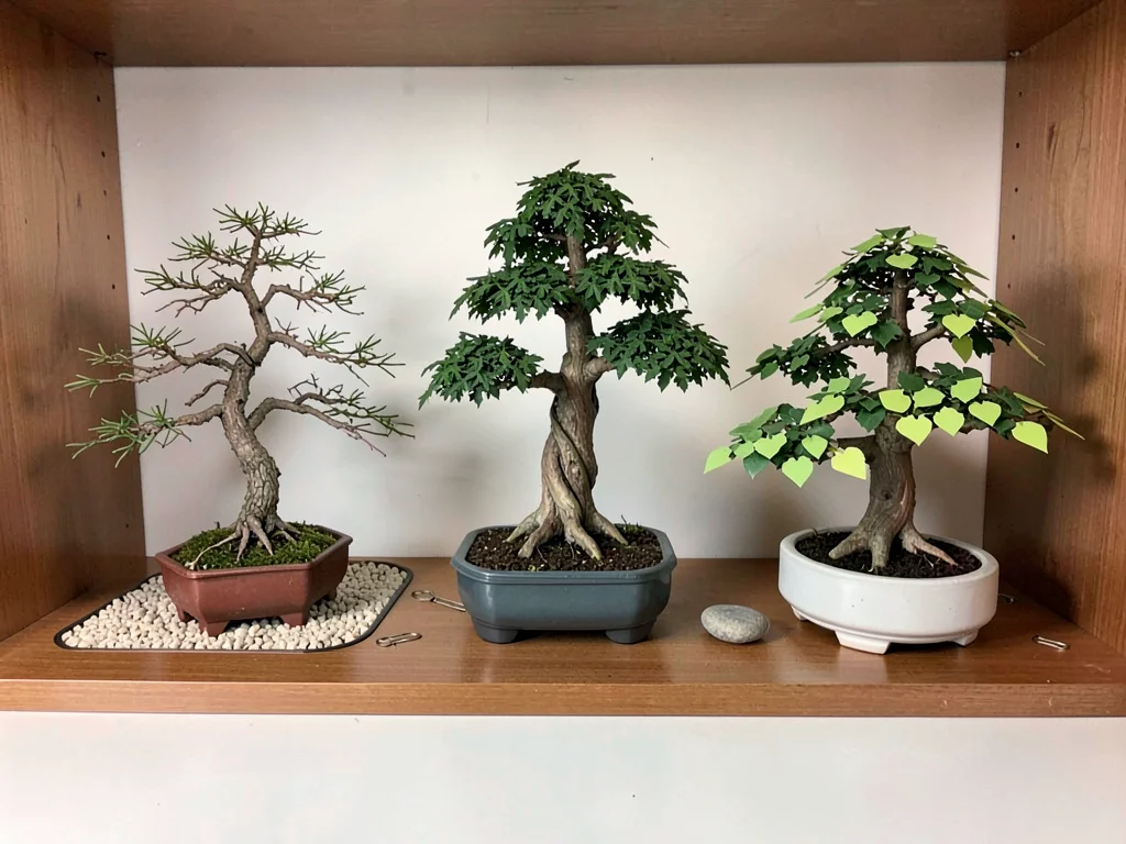 Corporate Tokonoma — Three Bonsai Office Display