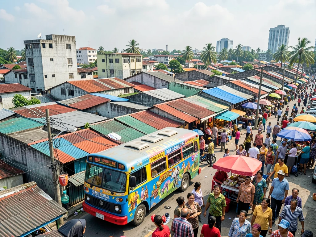 Rooftop view of colorful informal housing