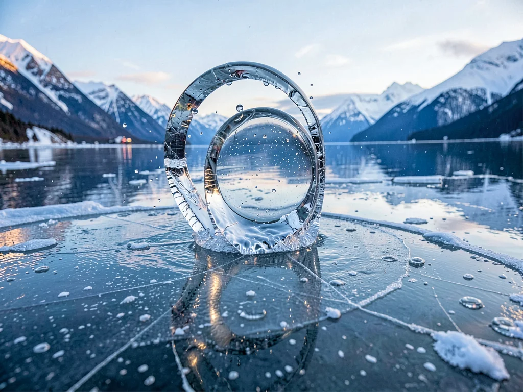 Bubble frozen at moment of rise creating ellipse