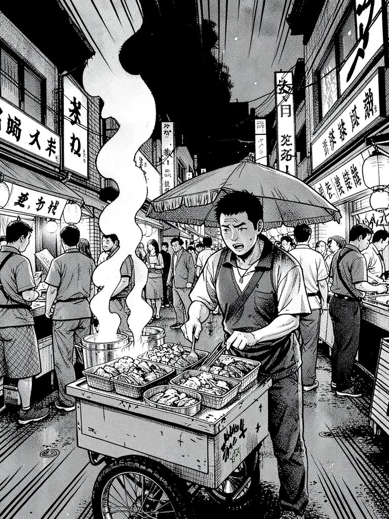 Night market food vendor