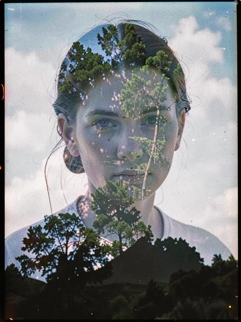 Portrait with forest overlay