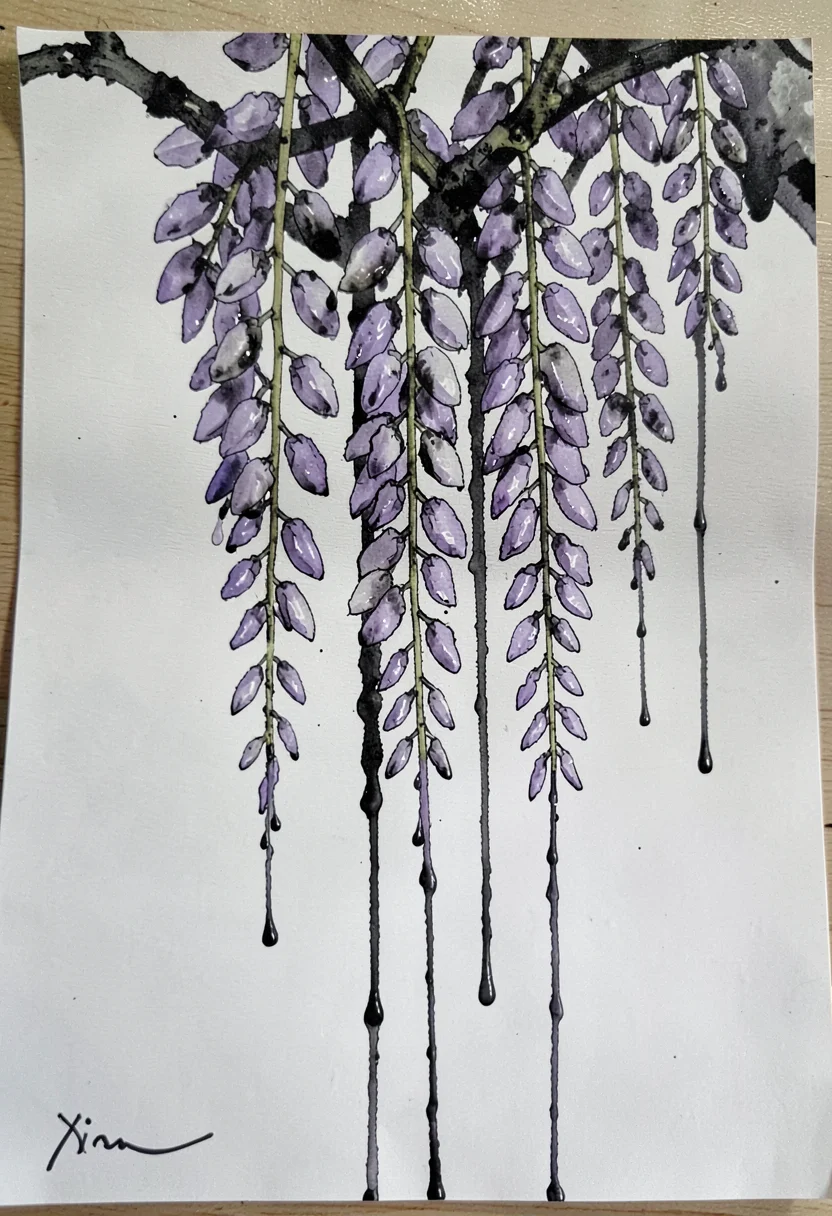 Wisteria vines drip