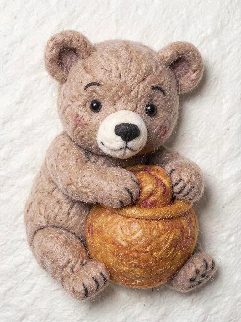 Bear cub hugging honey pot