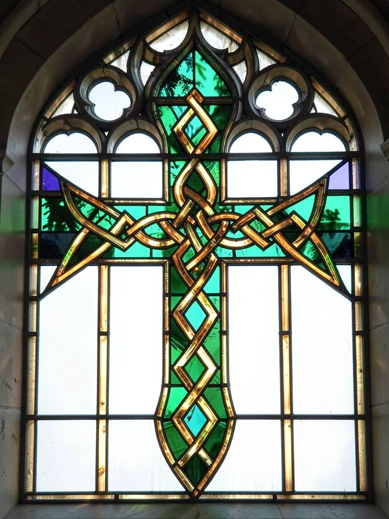 Celtic cross stained glass