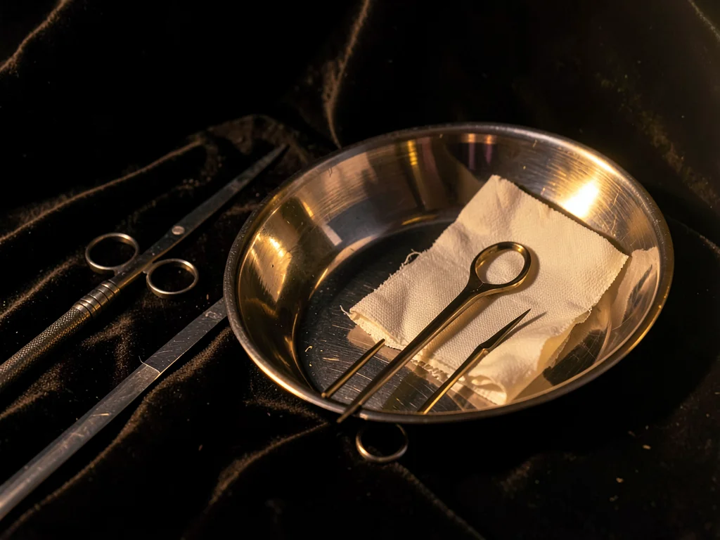 Kidney Dish — Gauze and Reflected Gold Light