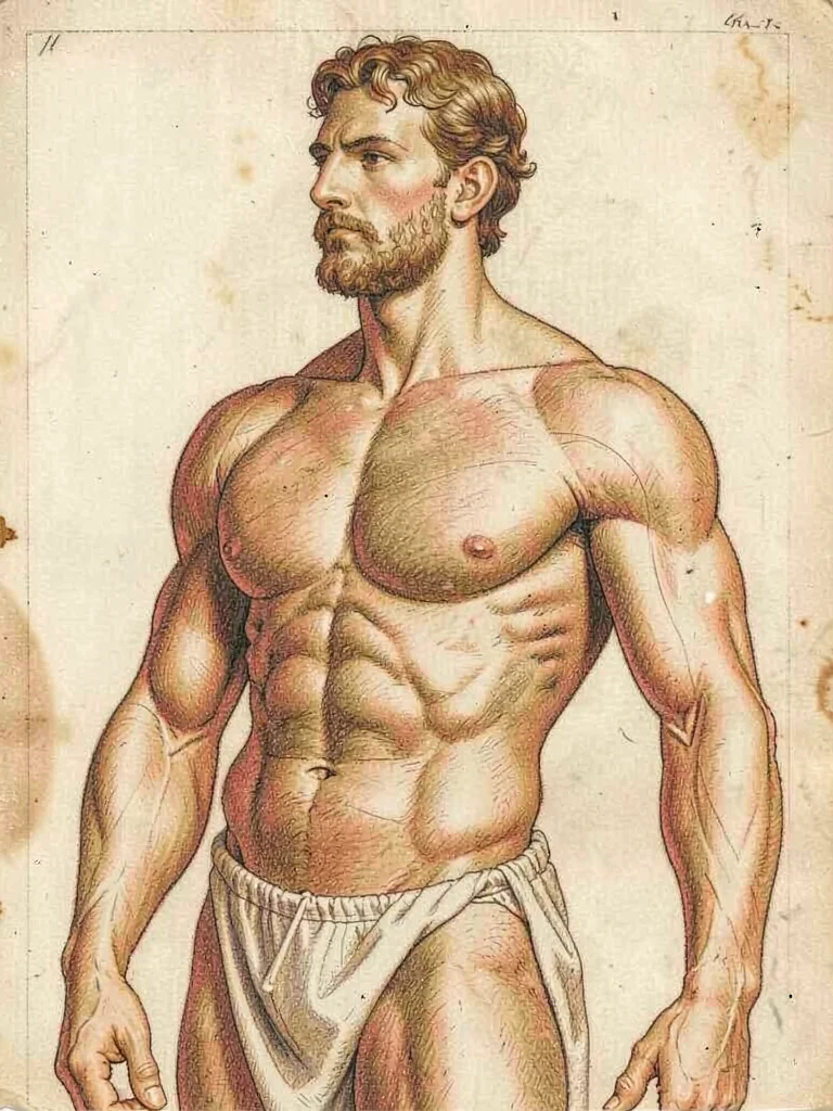Male torso musculature study