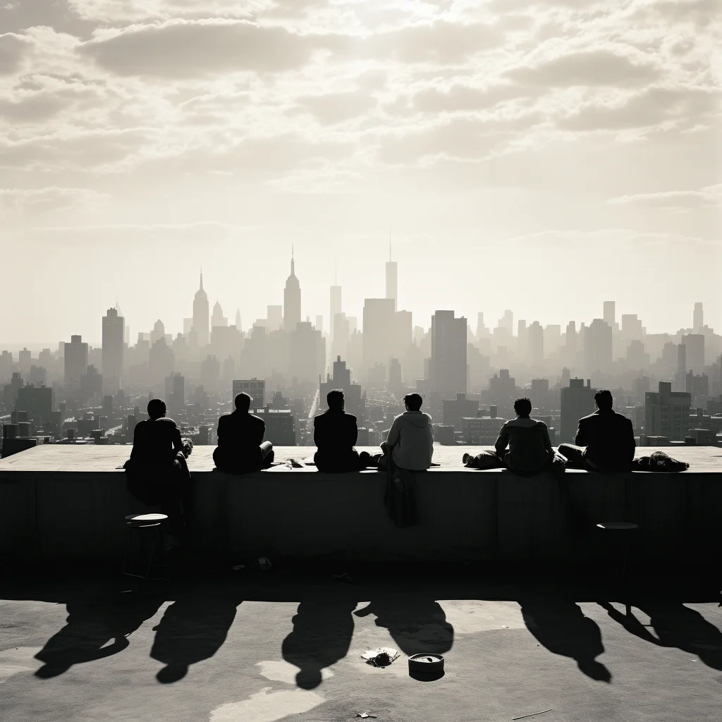 Street photo in the style of Vivian Maier A group of