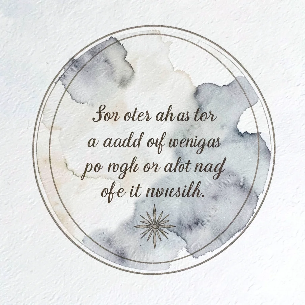 Centered medallion quotecard with hairline rings and a single asterisk-like orna